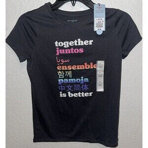 Cat & Jack Girls Gray "Together" Multilingual T Shirt Size Large (10-12)